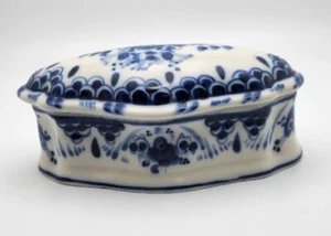 Hand made In Russia, Gzhel, 1 COPT Trinket Box, Blue & White - Picture 1 of 8