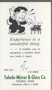 1959 TOLEDO MIRROR & GLASS CO. WERBEPOSTKARTE, TOLEDO, OHIO - Bild 1 von 1