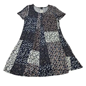 Lane Bryant A-Line Dress Plus Size 14/16 Blue White Floral Stretch NWT $69.50 - Picture 1 of 6