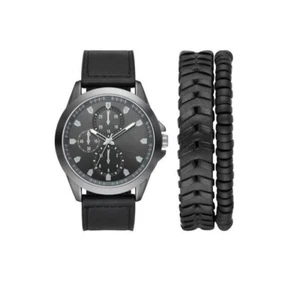 NUEVO Juego de reloj y pulsera George para hombre pistola ahumada metal cuarzo negro movimiento analógico - Imagen 1 de 4