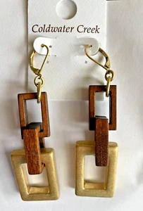 Coldwater Creek Rectangle Earrings Pierced Dangle - Picture 1 of 3