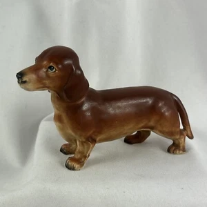 Dachshund Wiener Dog Figurine Brown Porcelain 3” X 4.5” - Picture 1 of 5
