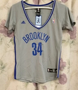 New Adidas NBA 4her Brooklyn Nets Paul Pierce Gray Sleeve Jersey Womens Medium M - Picture 1 of 8