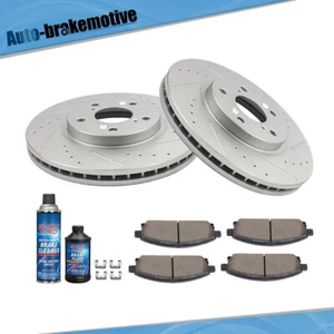 FRONT BRAKE ROTORS AND CERAMIC PADS FOR 03-06 ACURA MDX DRILLED,SLOTTED USA - Picture 1 of 8