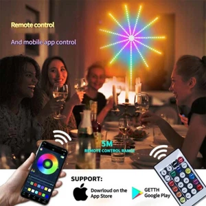 Solar LED Firework String Lights Christmas Hanging Starburst Fairy Lamp HOT - Picture 1 of 11