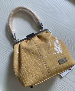 Beijo Couture Handbag Yellow Croc Purse Small Bag NEW!!