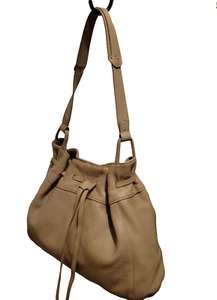 J Jill Taupe Leather Shoulder Handbag - Picture 1 of 8