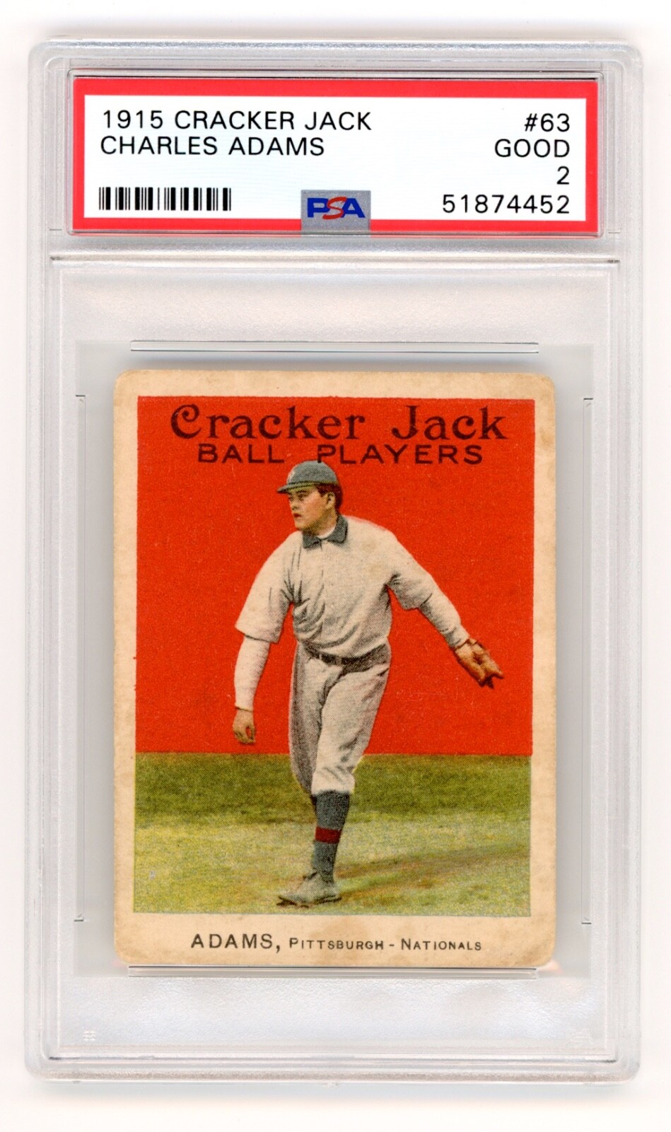 1915 Cracker Jack #63 Charles Adams PSA 2