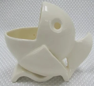 Rare Art Deco White Ceramic Fish Pitcher or Planter Made in Czechoslovakia - Picture 1 of 6