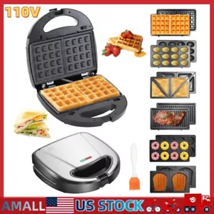 6 in 1 Electric Waffle Maker Sandwich Maker Steak Donut Home Breakfast Machine - Picture 1 of 10