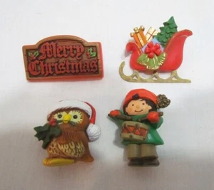 LOTE BROCHE BROCHE FELIZ NAVIDAD AÑOS 80 SELLO SOMBRERO DE SANTA BÚHO TRINEO BATERISTA NIÑO - Imagen 1 de 2