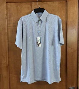 GENTEAL Brrr Polo Golf Shirt Baseball Print Men's Size XL White With Navy Blue - Picture 1 of 8