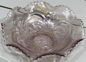 Vintage Imperial Glass Scroll  Embossed Iridescent Pink Bowl - Picture 1 of 3