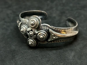 925 Sterling Handmade Spiral Heavy Chunky Cuff Bracelet 35mm 7in - 54.79g - Picture 1 of 3