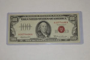 1966 A Red Seal $100 XF Note A 00774496 A - Picture 1 of 6