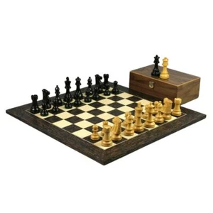 Tiger Ebony Chess Set 20 Inch with Weighted Ebony Staunton French Knight Pieces  - Picture 1 of 10