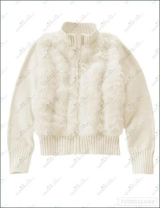 NWT Gymboree All Spruced Up Faux Fur Cardigan Size 5-6 S Ivory Dressy Girls Holi - Picture 1 of 2