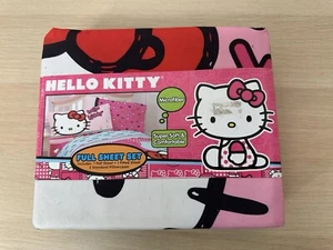 Hello Kitty 4-Piece Full Sheet Set - Fitted Sheet, Flat Sheet & (2) Pillow Cases - Picture 1 of 6