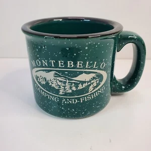 M Ware Montebello Camping and Fishing Green Speckled Camp Style Coffee Mugs Cup - Picture 1 of 8
