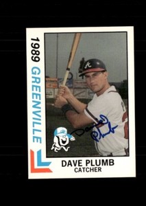 Dave Plum 1989 Greenville Braves authentic autographed card