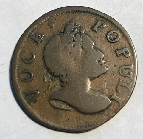 1760 Voce Populi large cent ,Fine , choice and scarce Cover