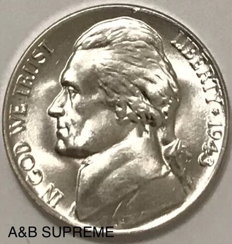 1943 P Jefferson War Nickel Gem Bu Uncirculated 35% Silver Cover