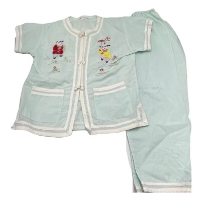 Vintage Chinese Kimono Camellia Kids Clothing Size 6 Pajama Outfit - Image 1 of 4