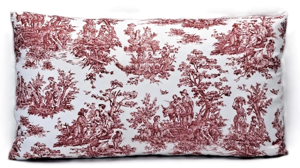 Funda de almohada decorativa lumbar French Country Red Toile 12x20 Foto 1 de 4