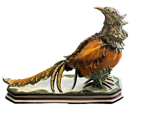 Vintage Bassano Porcelain Ceramic Faience Bird Pheasant Signed Centerpiece 60's - Picture 1 of 22
