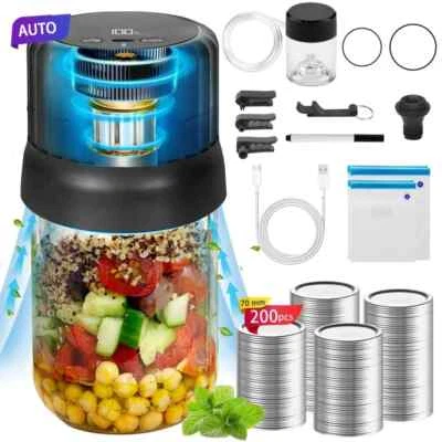 Electric Mason Jar Vacuum Ever Sealer Kit for Wide/ Regular Mouth Jars &200 Lids - Image 1 of 4