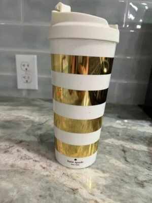 Kate Spade Travel Cup With Lid Gold Stripe - Image 1 of 3