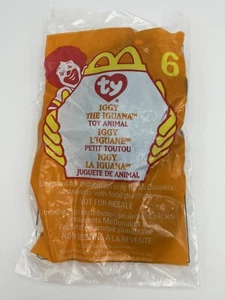 RETIRED & RARE TY TEENIE BEANIE (IGGY THE IGUANA) McDonalds 1999 Original Bag! - Picture 1 of 3