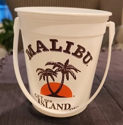 MALIBU RUM Plastic Bucket Cup ~ Get Your Island On ~ Caribbean Punch Recipe - Image 1 of 4