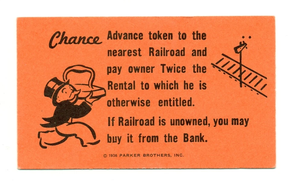 КАРТЫ ШАНСОВ МОНОПОЛИИ (оранжевые) замены - ВЫ ВЫБИРАЕТЕ детали 3 x 1,75" - Изображение 1 из 1