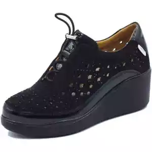 SCARPE SLIP ON SNEAKERS DONNA WALK MELLUSO K55370W PELLE NERO ORIGINALE PE 2024 - Picture 1 of 3