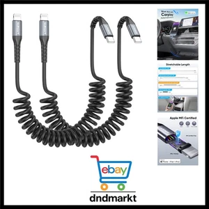 USB C Lightning Kabel 0,3-0,8M MFi Spiralkabel Auto Schnellladen Datenübertra... - Bild 1 von 10