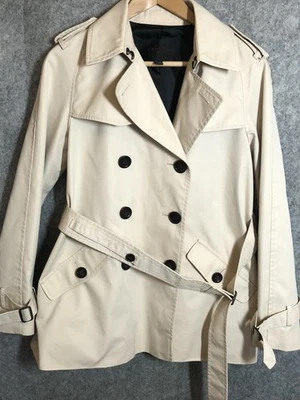 Chaqueta Coach New York Mujer Pequeña Beige Gabardina Cinturón Doble Pecho Foto 1 de 4