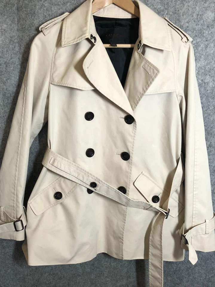Chaqueta Coach New York Mujer Pequeña Beige Gabardina Cinturón Doble Pecho Foto 1 de 4