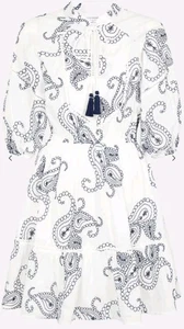 Vestido Monzón Accesorio Bordado Playa Borla Corbata Reino Unido Mediano Nuevo con Etiquetas Blanco Azul - Imagen 1 de 6