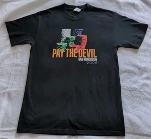 Van Morrison Black 2006 Concert Tour Shirt Dates Sz M Pay The Devil Poker Chips - Picture 1 of 5