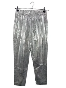 ZARA Pantalón de efecto piel Mujeres Pantalón Talla EU 34 color plata - Imagen 1 de 5