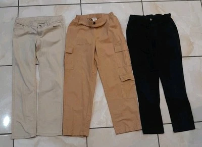 Lote Mixto de 3 Pantalones Escolares Uniformes Caqui/Negro Niñas Talla 12 Cintura Ajustable Foto 1 de 4