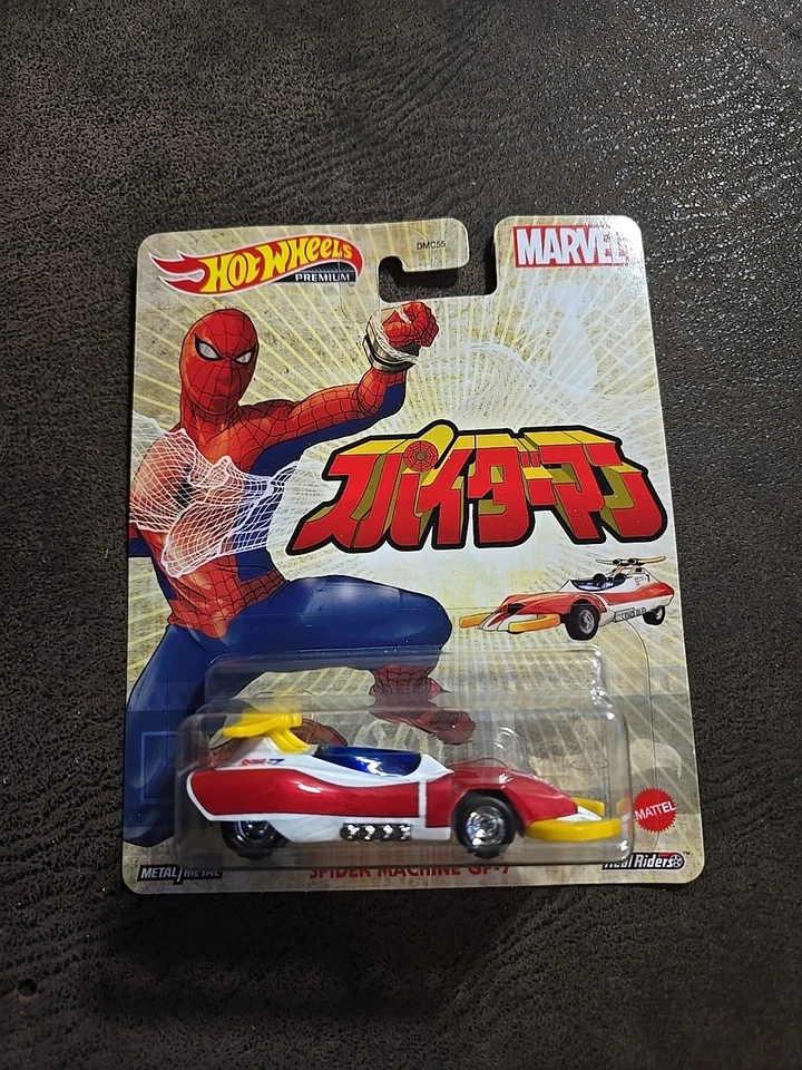 Spider Machine Gp-7 White & Red Marvel Diecast Model Car By Hot Wheels Grl76
