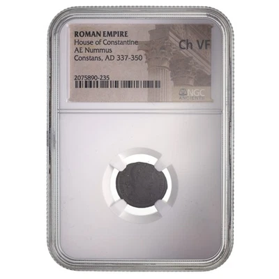 Roman AE3;4 Coin of Constans (AD 221-350) NGC Certified CH-VF Ancient Bronze - Image 1 of 3