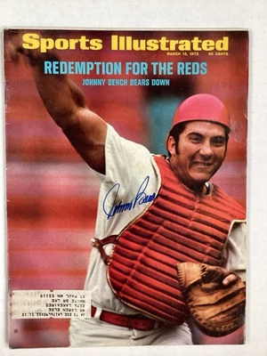 Johnny Bench Signed Sports Illustrated 3/13/72 Reds HOF Baseball Autograph JSA - Image 1 of 4