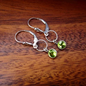 1Ct Natural Women's Green Peridot Long Dangle Earrings 14K White Gold Finish - Picture 1 of 3