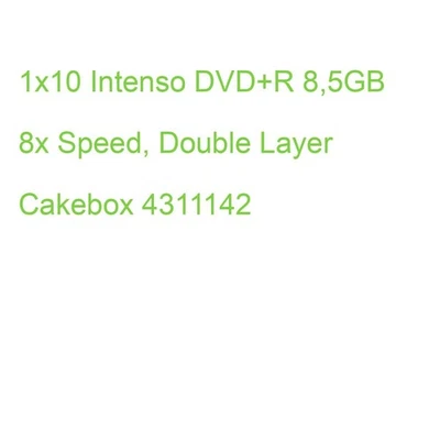 1x10 Intenso DVD+R 8,5GB 8x Speed, Double Layer Cakebox 4311142 (4034303006922) - Bild 1 von 2