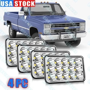 Faros LED cromados altos/bajos 4 piezas 4x6" para camioneta Chevy C10 1980-1986 C20 - Imagen 1 de 8