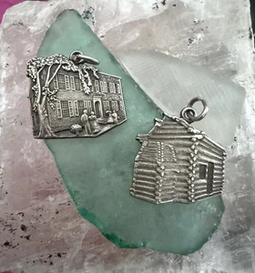 My Old Kentucky Home Vintage Sterling Silver Charm AND Lincoln Birthplace Charm - Picture 1 of 3