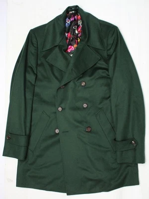 Custom Overcoat Mens 42R Dark Green Cashmere Silk Double Breast Martingale Belt - Image 1 of 4